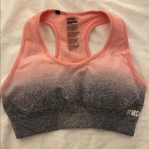 gymshark peach pink/charcoal ombré sports bra